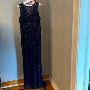 NWT Marina navy lace gown size 10